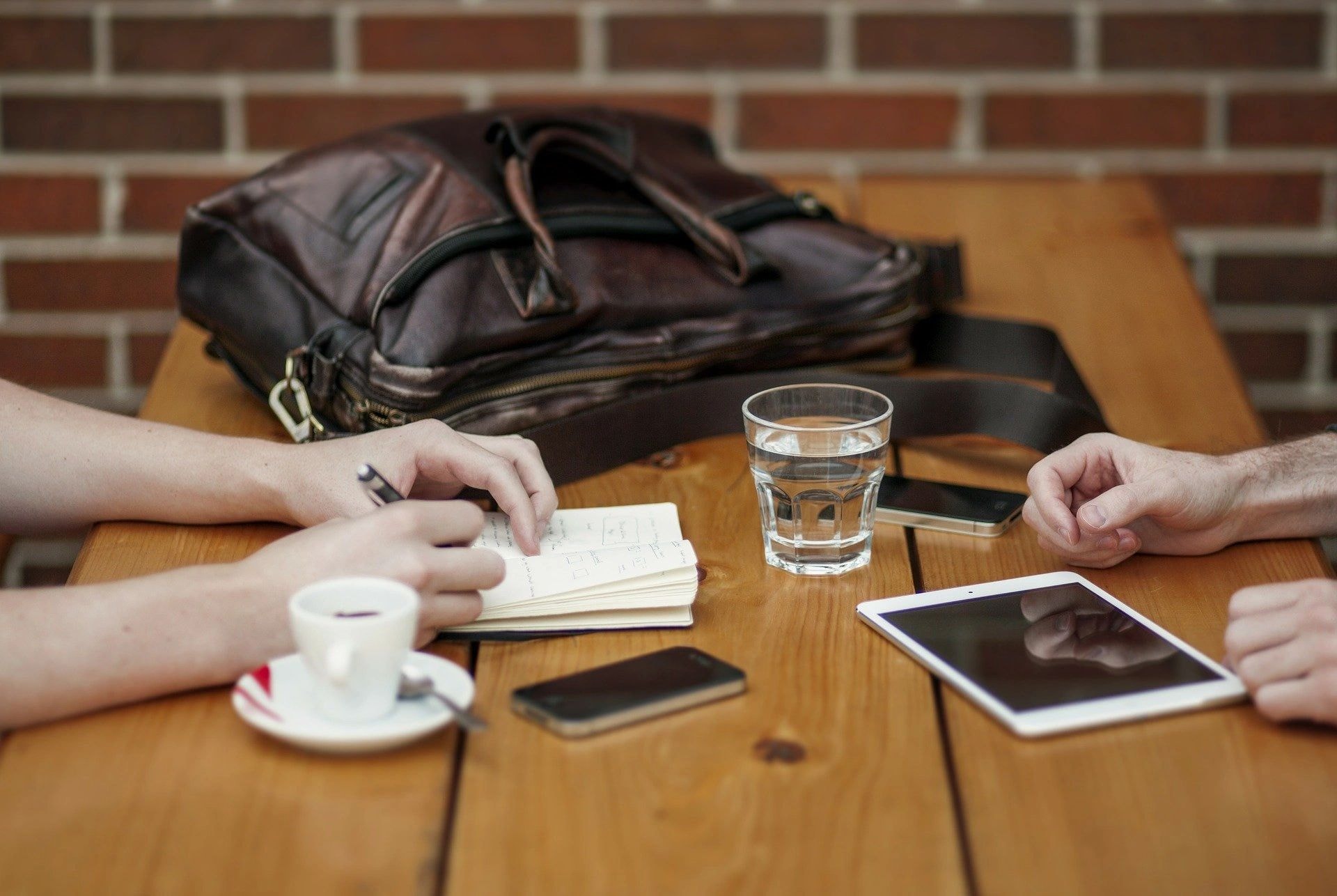 Team planning together around a table